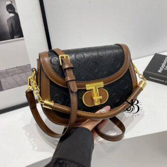 کیف زنانه وارداتی چرم مشکی گرد کد315
