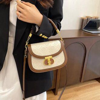 کیف زنانه وارداتی چرم سفید گرد کد316